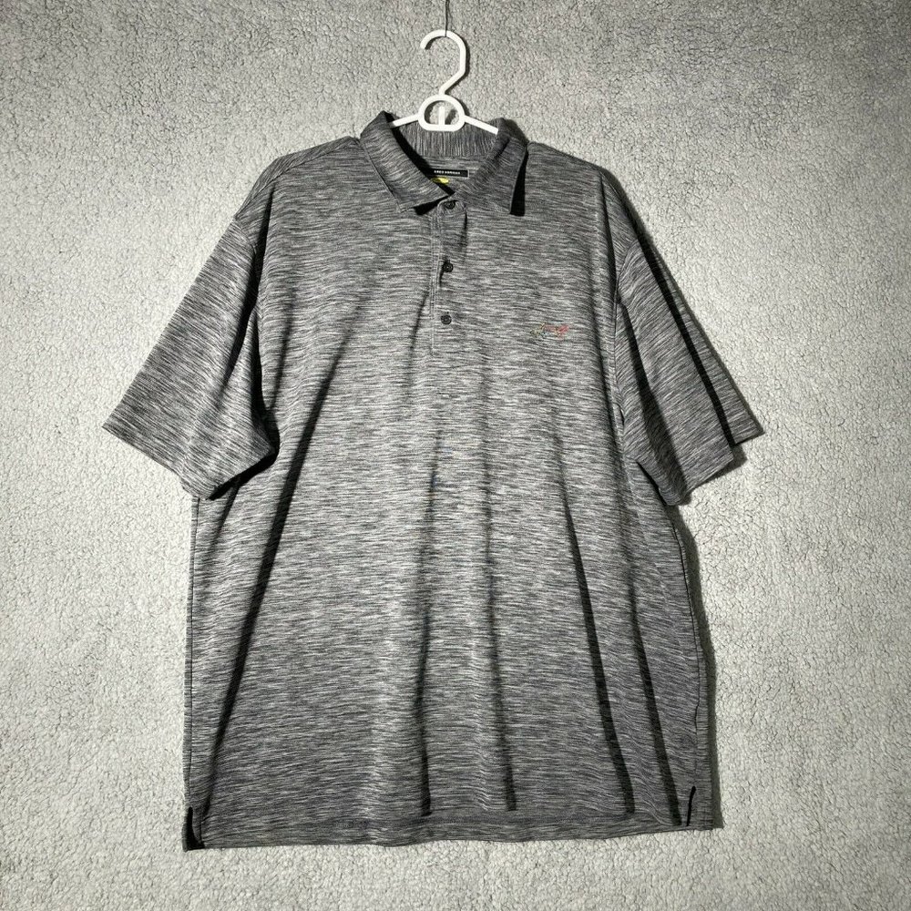 GREG NORMAN Play Dry Mens XXL Golf Polo Shirt Gray Heather Short Sleeve Shark